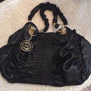 Black Leather Bebe Bag/ Purse